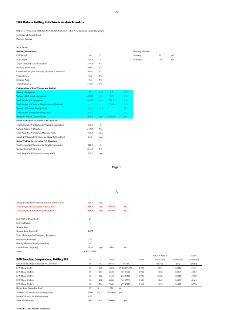 1994 Uniform Building Code Seismic Analysis Procedure | PDF | Frequency ...