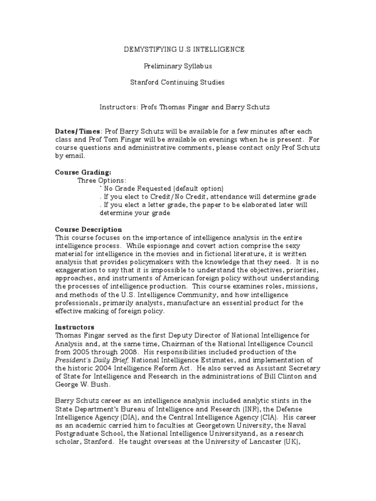 Demystifying U.S Intelligence | PDF | Intelligence Analysis | Espionage