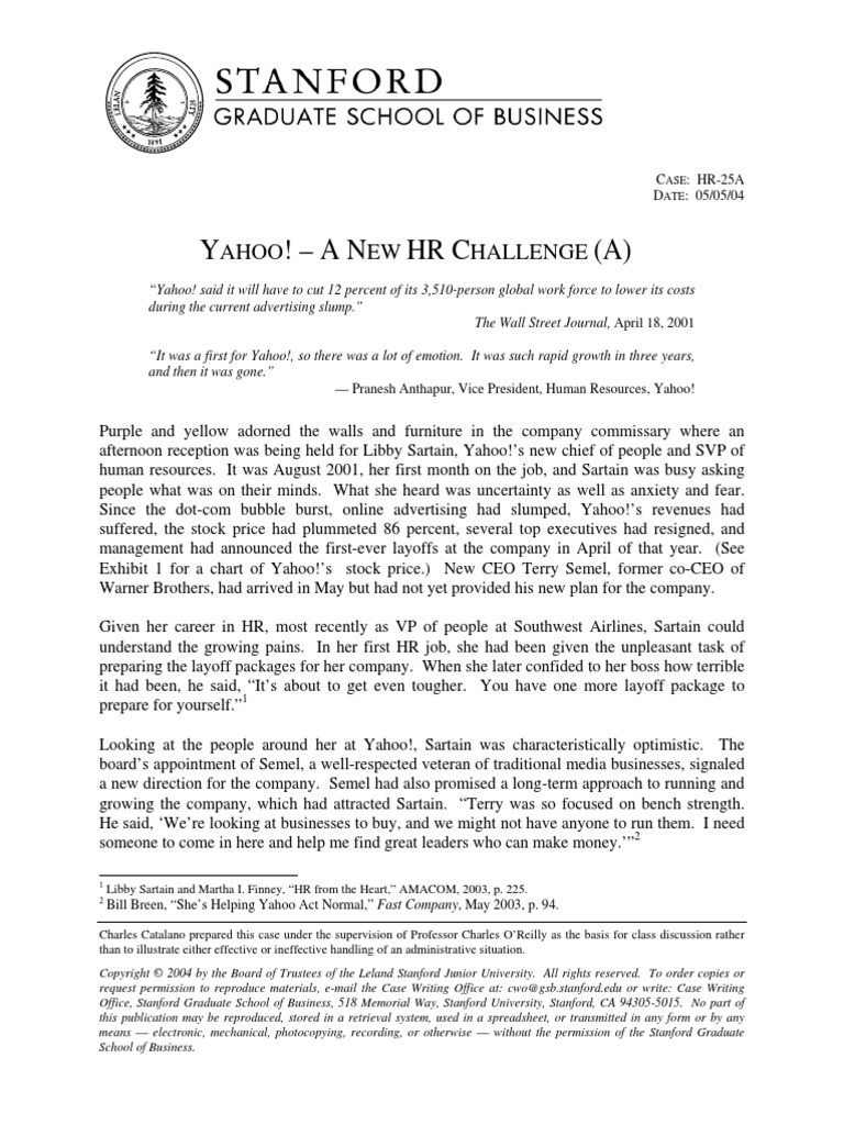 Yahoo HR Challange Case Study by SBS | PDF | Yahoo! | Recruitment