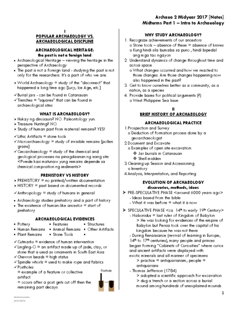 Archaeo 2 Midterms Reviewer | PDF | Archaeology | Excavation (Archaeology)