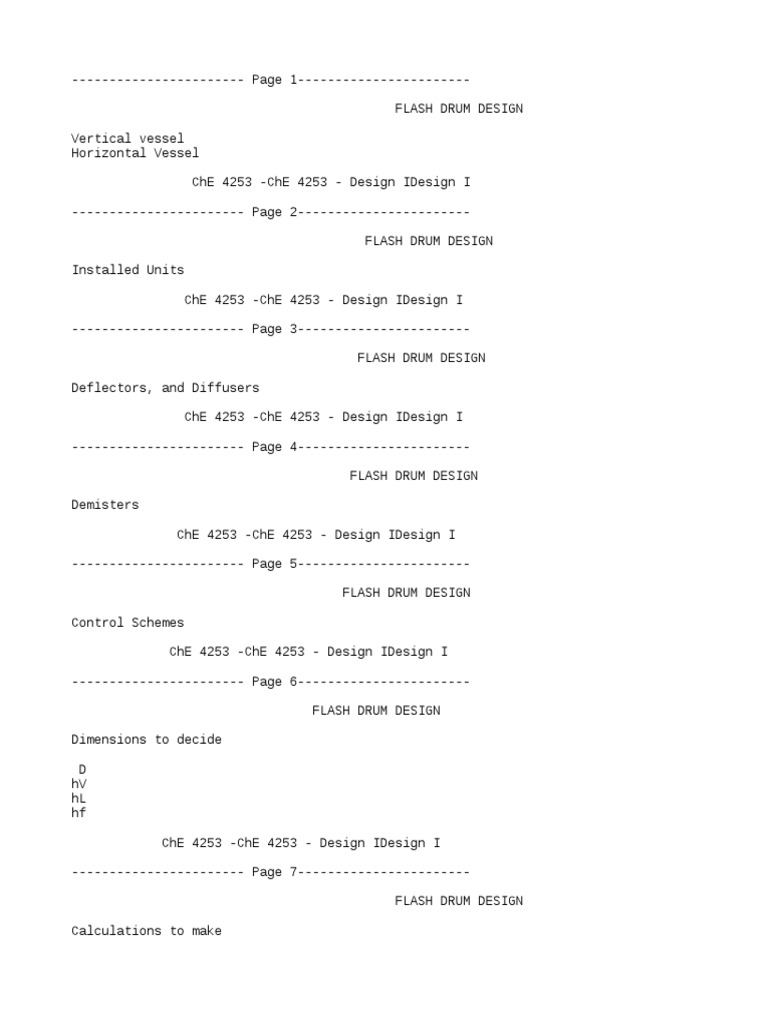Flash Drum Design Che 4253 Design I Che PDF Drag (Physics