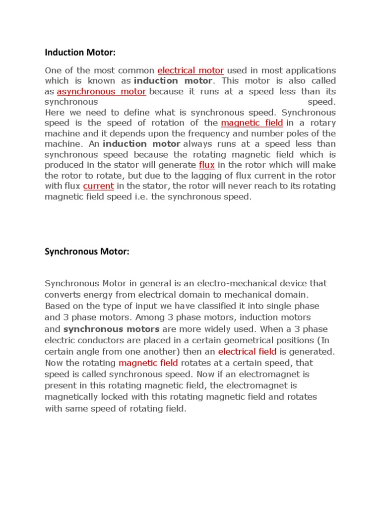 Asynchronous Induction Motor Overview | PDF