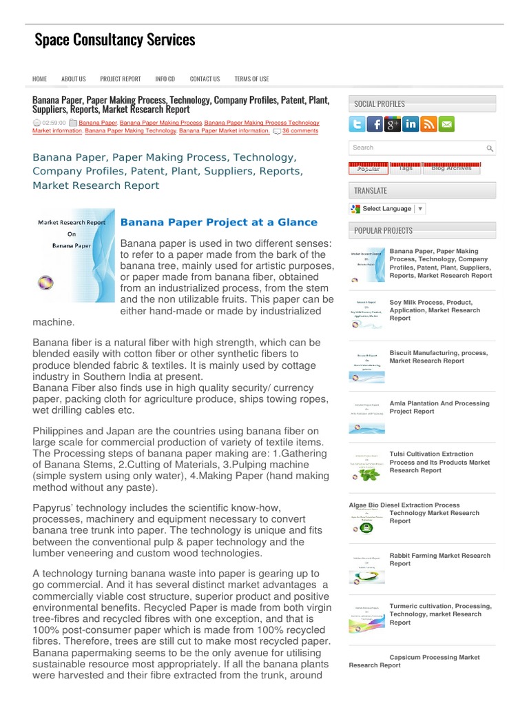 Banana Paper Paper Making Process Technology Compa | PDF | Pulp (Paper ...