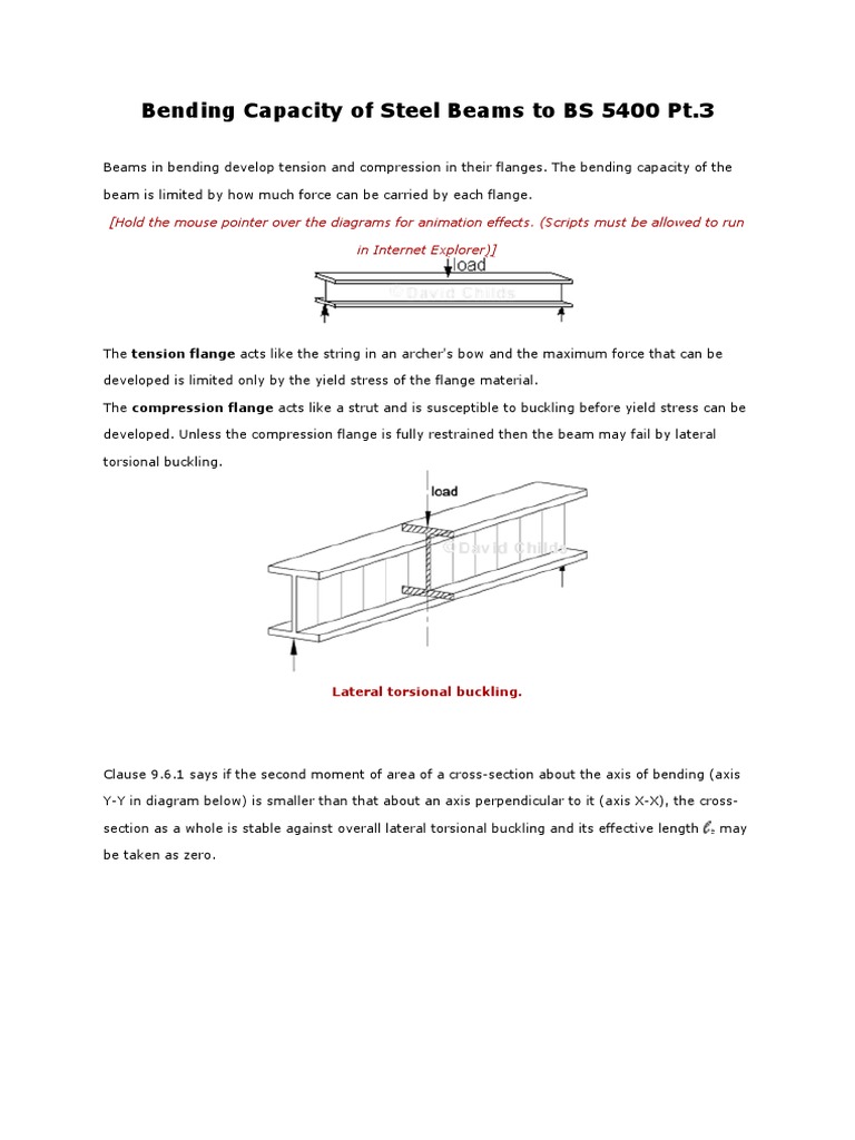Bending Capacity of Steel Beams to BS 5400 Pt Beam (Structure