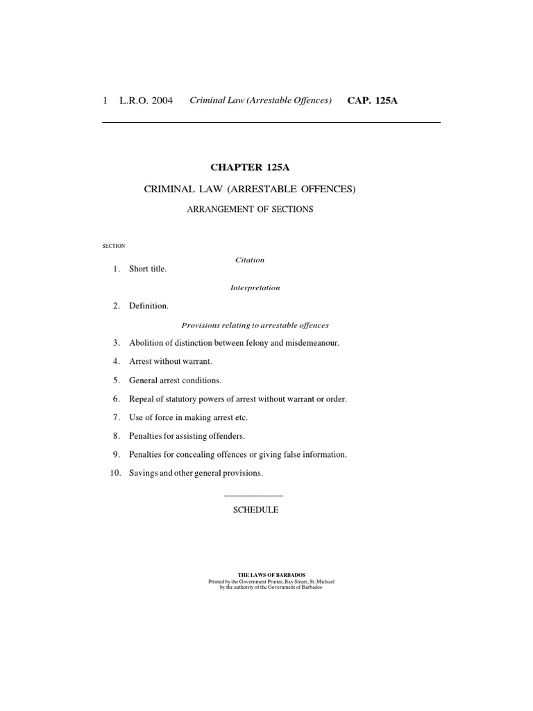 Criminal Law: Arrestable Offences Act | PDF | Indictment | Arrest