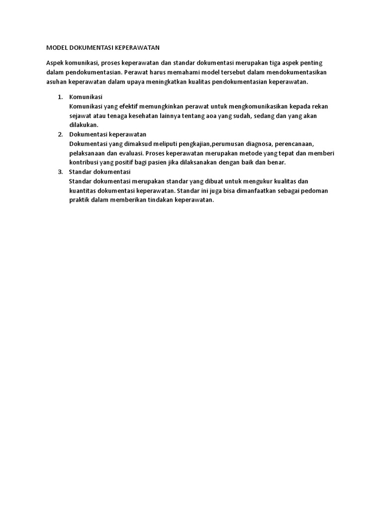 Model Dokumentasi Keperawatan Model Dokumentasi Keperawatan