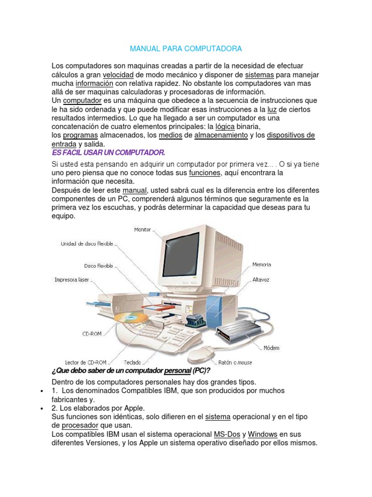 Manual de Uso para Computadoras | PDF | Compatibles con PC Ibm ...
