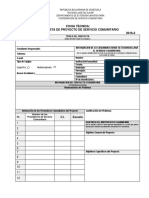 Ficha Técnica: Propuesta de Proyecto de Servicio Comunitario 2016-2