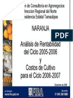 NARANJA Tamaulipas - Rentabilidad 2005-2006 Costos 2006-2007
