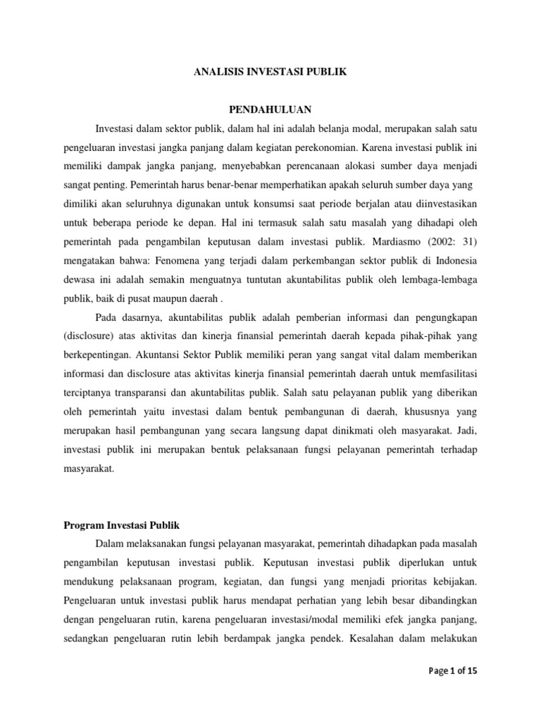 Makalah Program Investasi Publik
