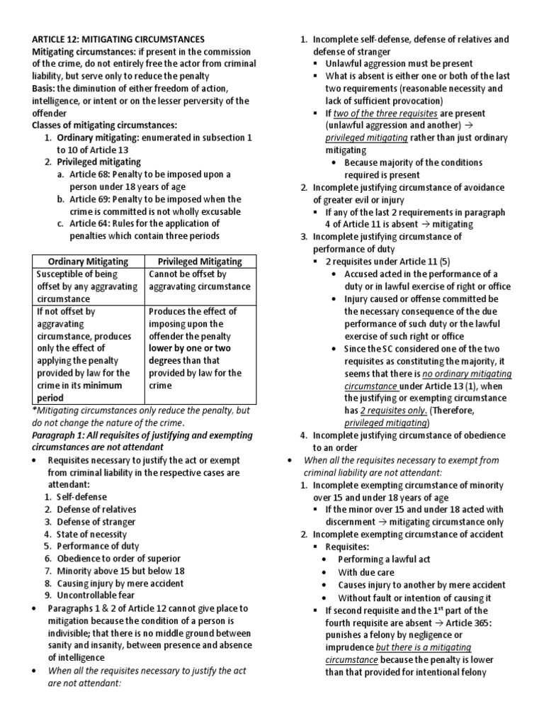 Privileged vs. Ordinary Mitigating Circumstances | PDF | Plea | Guilt (Law)