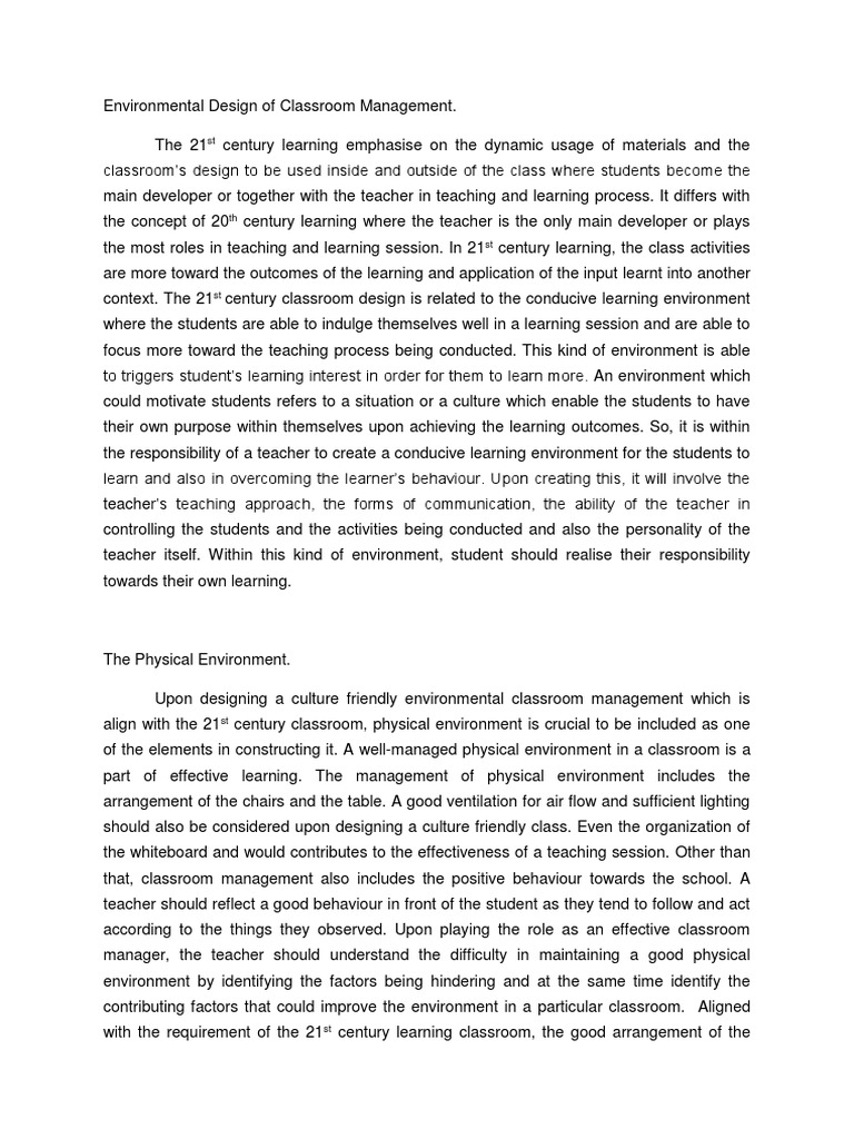 21st Century Classroom Design | PDF | Teachers | Classroom Management