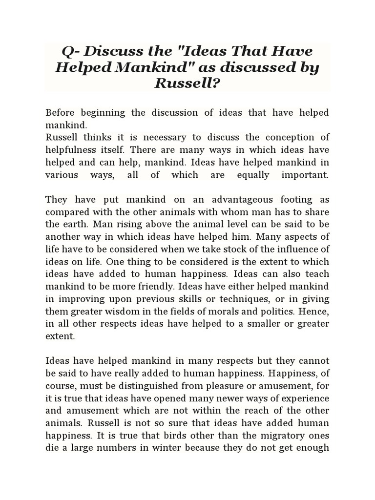 Ideas That Have Help Mankind PDF Scientist Human