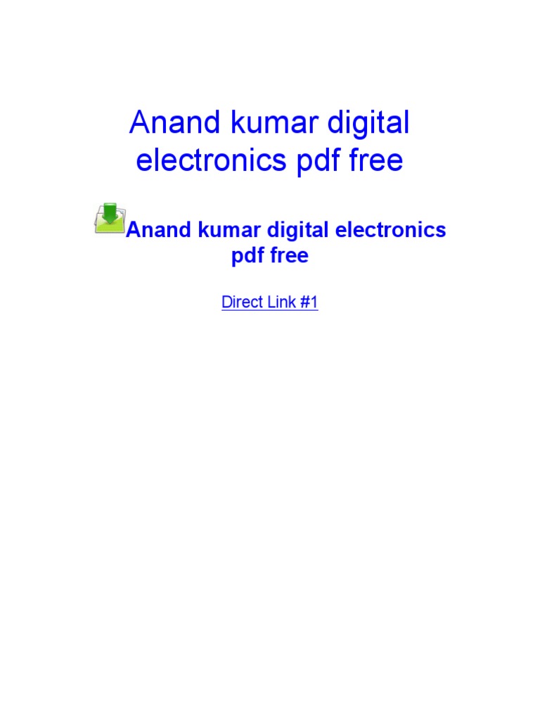 Anand Kumar Digital Electronics PDF Free Portable Document Format