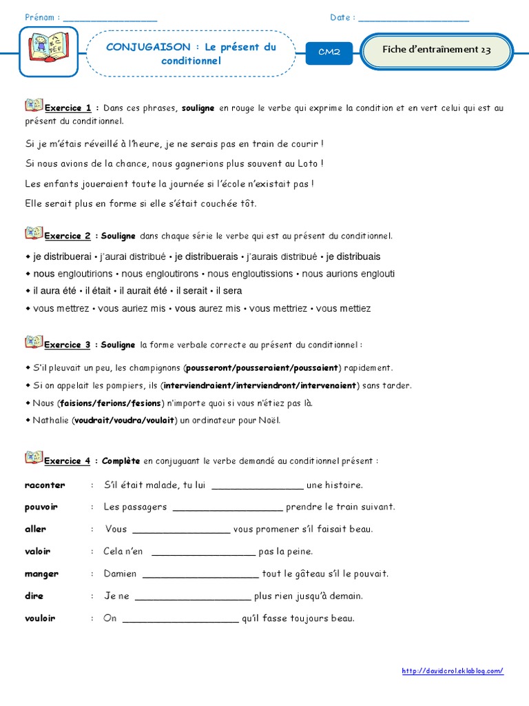 Le Conditionnel Présent Exercices Corrigés Pdf Fiche 23 Le Present Du Conditionnel | PDF | Verbe | Relations syntaxiques