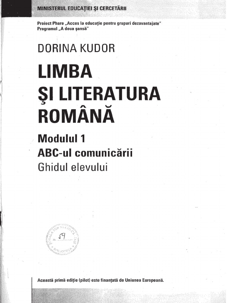 Limba Si Literatura Romana Dorina Kudor