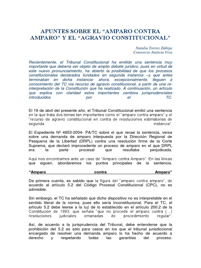 Apuntes Sobre El Amparo Contra Amparo | PDF | Caso de ley | Derecho ...