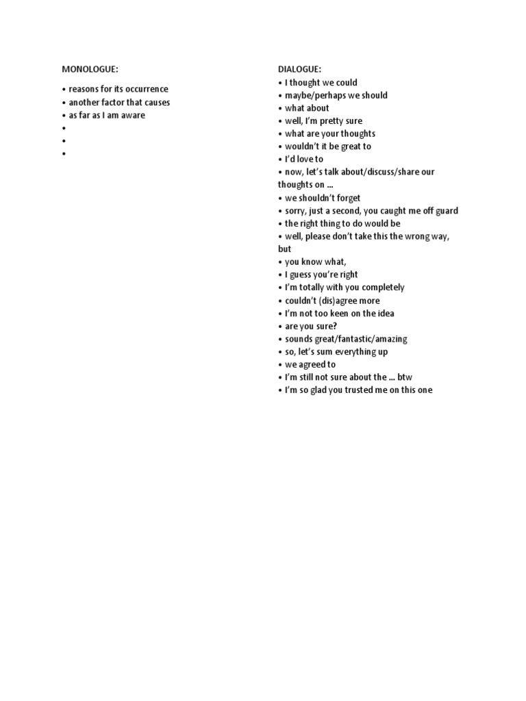 English Monologue and Dialogue Examples | PDF
