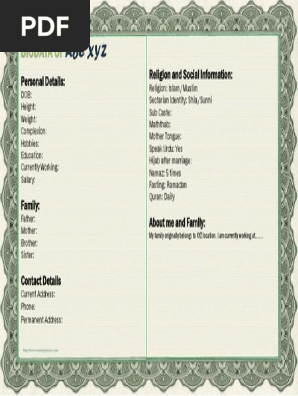 Biodata for Marriage - Muslim Format.docx