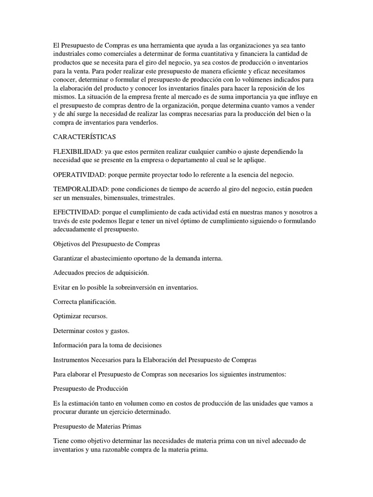 Guía para el Presupuesto de Compras | PDF | Presupuesto | Planificación
