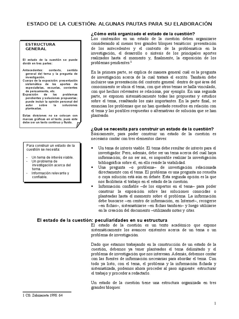 El Estado de La Cuestion1 (1) Hipótesis Información Prueba gratuita de 30 días Scribd