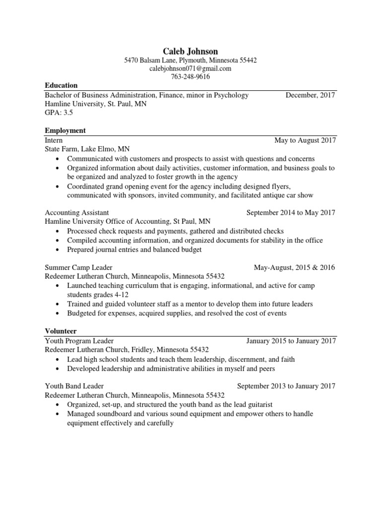 Caleb Johnsons Resume | PDF | Career & Growth | Social Science