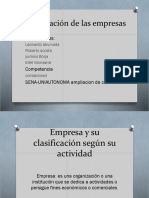 Empresa y Su Clasificación Según Su Actividad