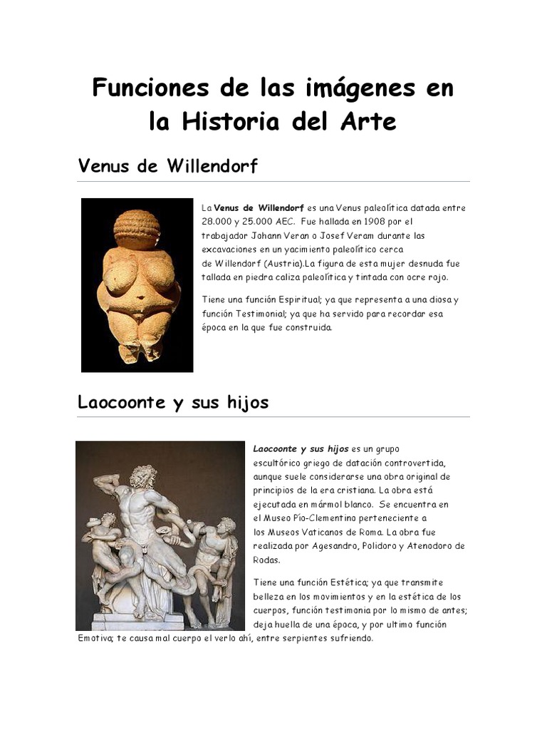 Funciones de las imágenes en la historia del arte Artes