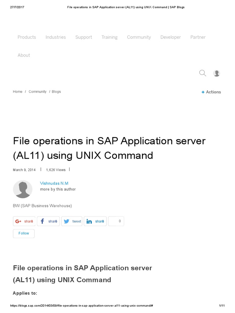 File Operations in SAP Application Server (AL11) Using UNIX Command ...