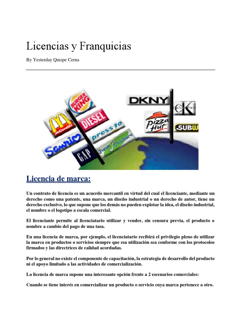 Licencias y Franquicias | PDF | Franquiciamiento | Marca comercial