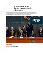 Peña Nieto Promulga Leyes Reglamentarias en Materia de Telecomunicaciones
