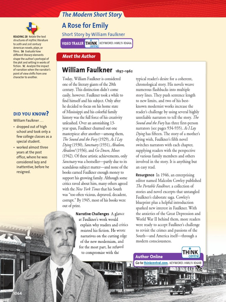 A Rose For Emily William Faulkner PDF William Faulkner Narration