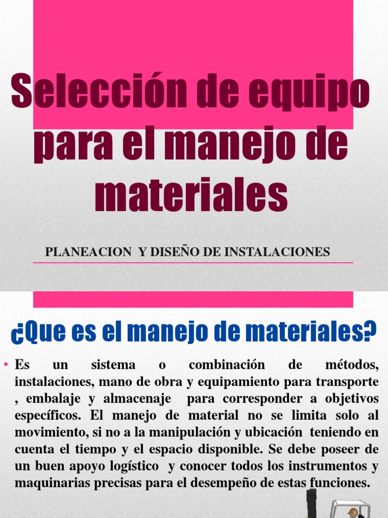 Selección de Equipos para Manejo de Materiales | PDF | Movimiento ...