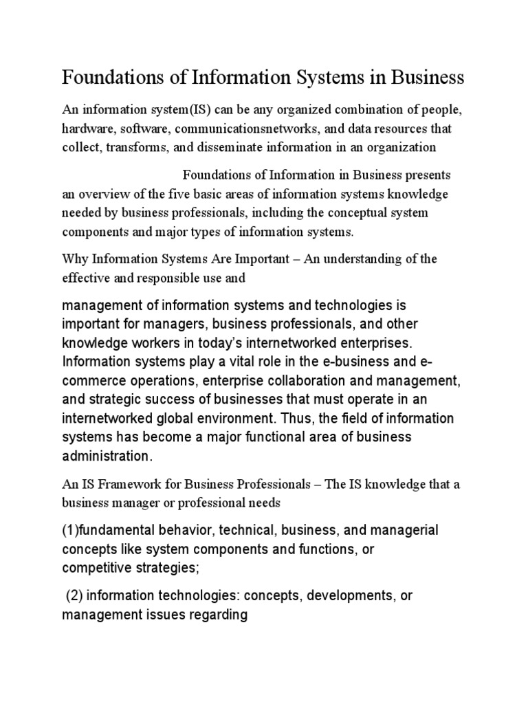 Understanding Information Systems in Business | PDF | Information ...