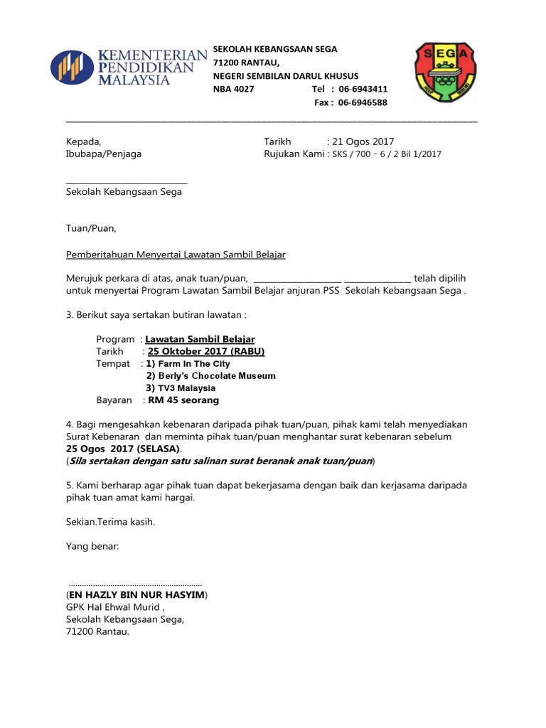 Contoh Surat Rasmi Lawatan Sambil Belajar Ke Universiti Pdf