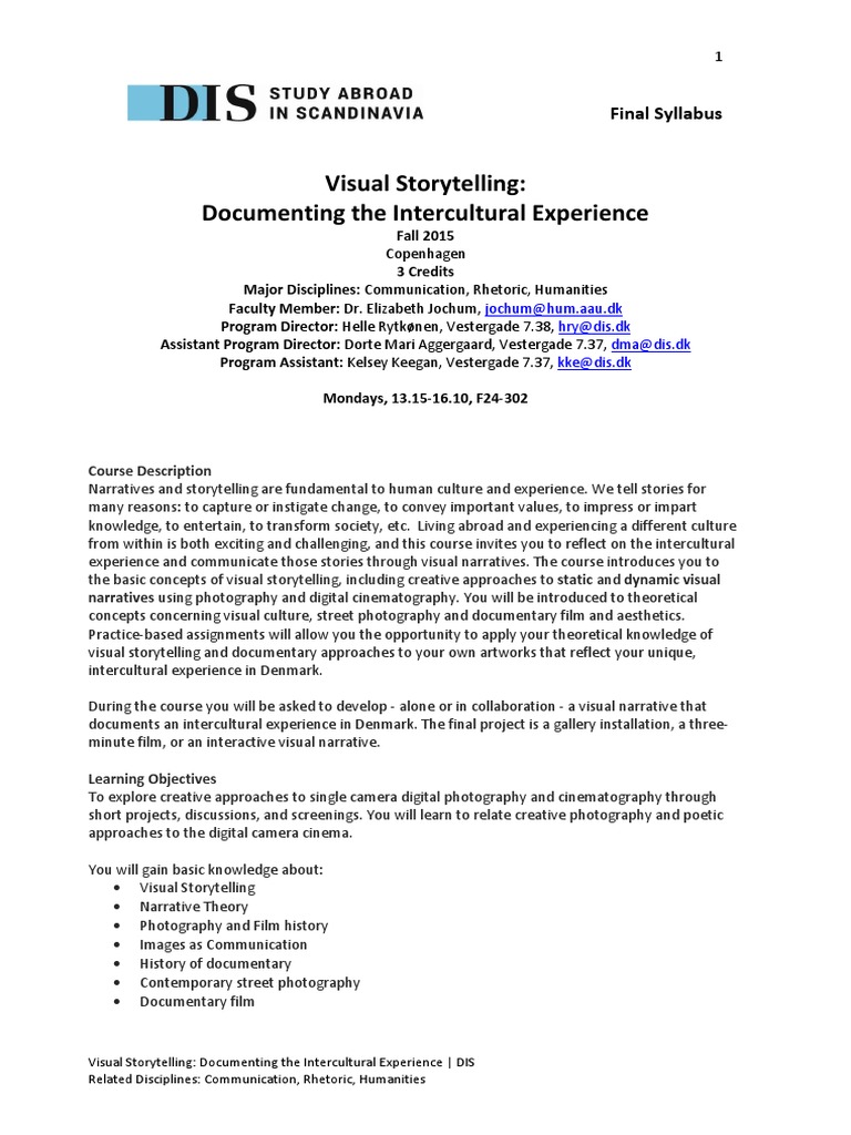 Visual Storytelling Syllabus Fa15 Final Narrative Storytelling