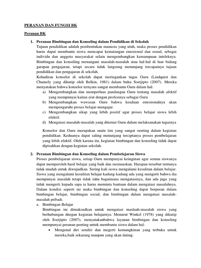 Peranan Dan Fungsi Bk