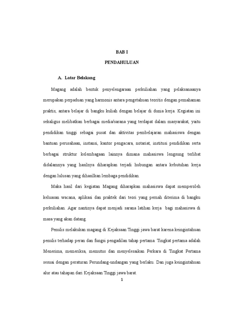 Benar Laporan Magang Di Kejaksaan Tinggi Jawa Barat 1