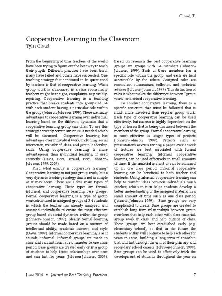 Cooperative Learning Benefits | PDF | Teachers | Learning