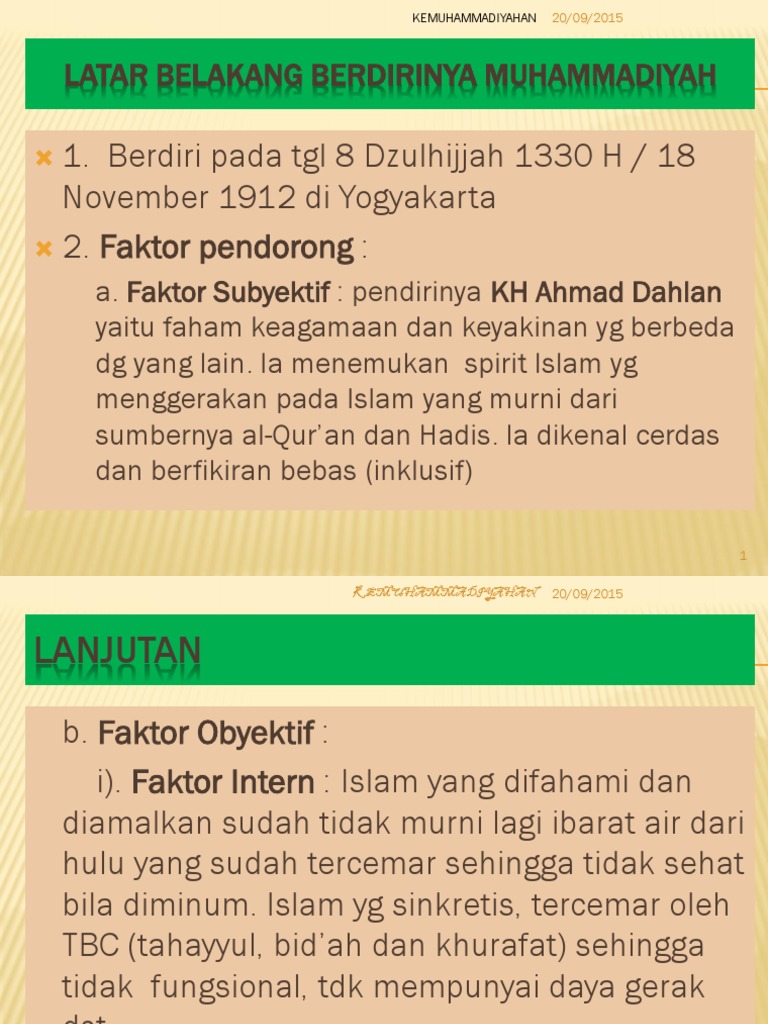 Latar Belakang Berdirinya Muhammadiyah