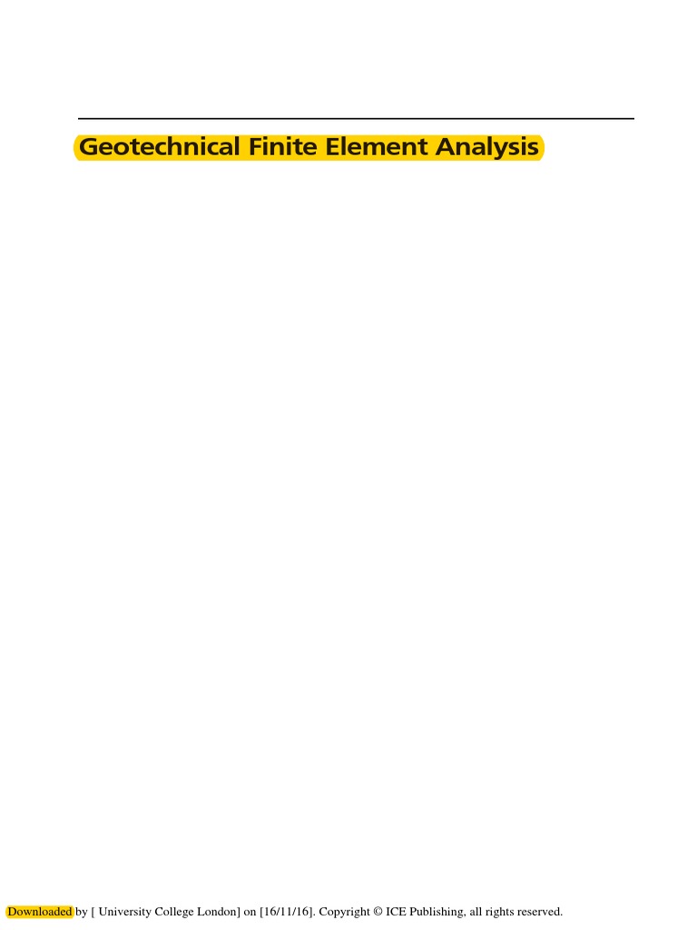 Finite Element Analysis In Geotechnical Engineering Theory David M Potts