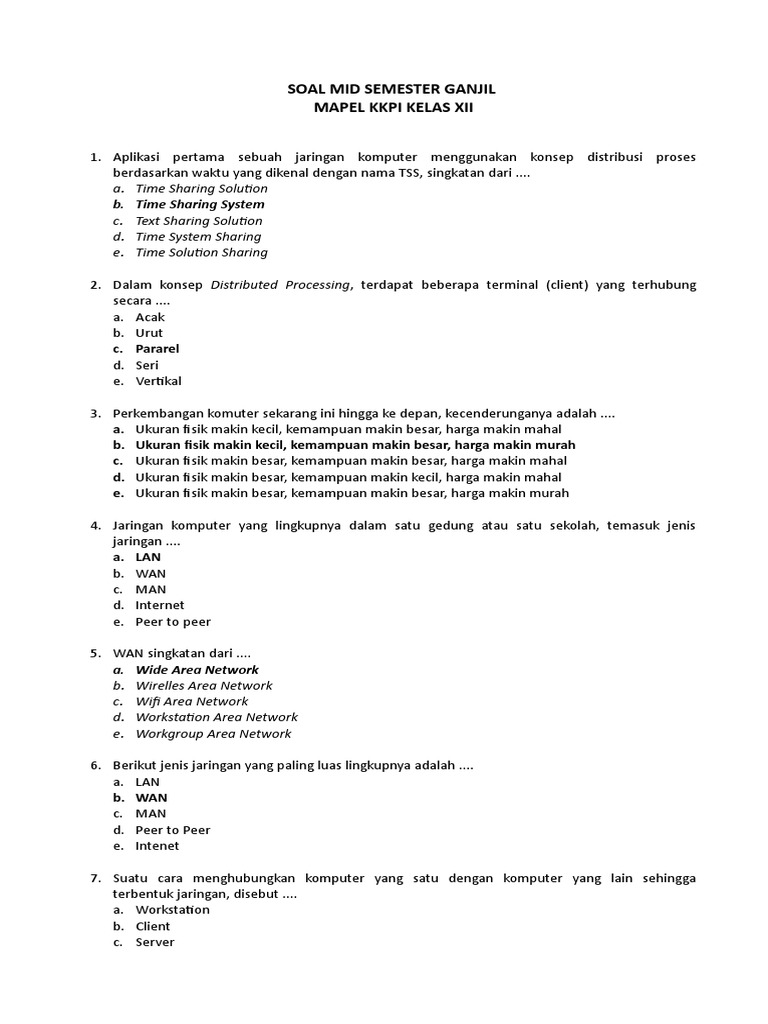 latihan soal simkomdig semester 2