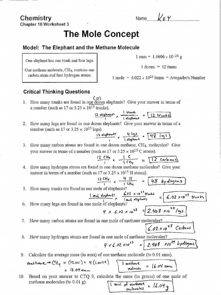 Chapter 10 Worksheet 3 ANSWER KEY 2013 | PDF