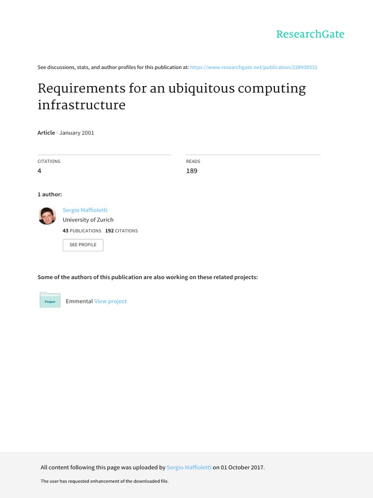 Requirements For An Ubiquitous Computing Infrastru | PDF | System ...