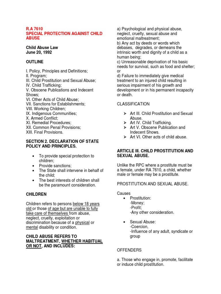 R.A. 7610: Child Abuse Protection Law | PDF | Obscenity | Child Abuse