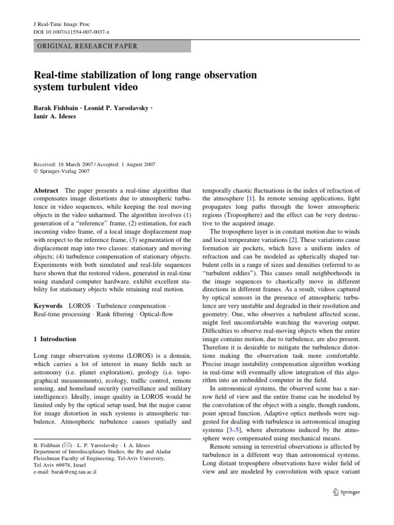 Real Time Stabilization Turbulent Video Jr Tip Median Image