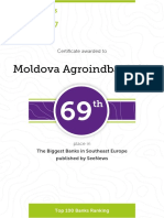 Moldova Agroindbank SA: Certificate Awarded To