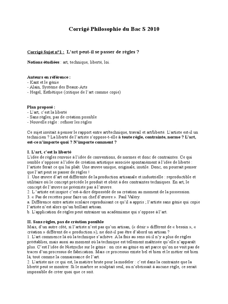 Sujet Bac Philo Stg 2010