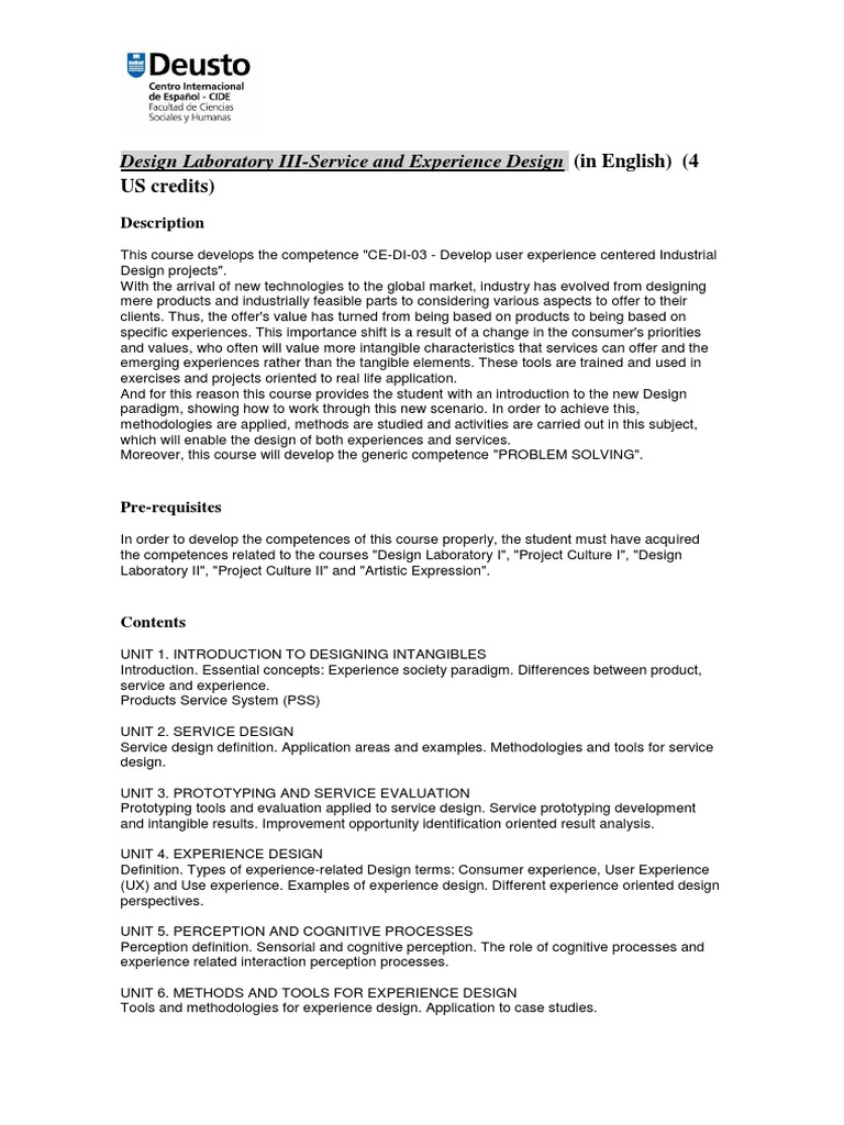 Service and Experience Design Course | PDF | Competence (Human ...