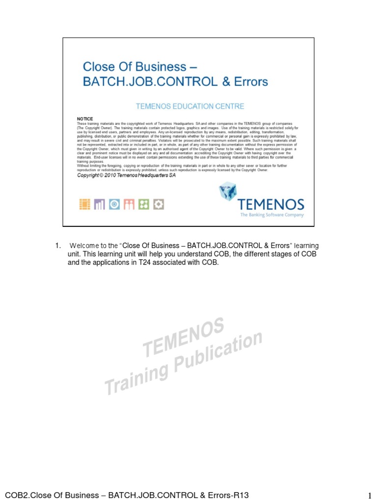 Cob2.Close of Business-Batch - Job.control Errors r13 | PDF ...